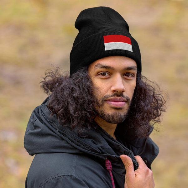 Monaco Flag Beanie - Embroidered Winter Hat