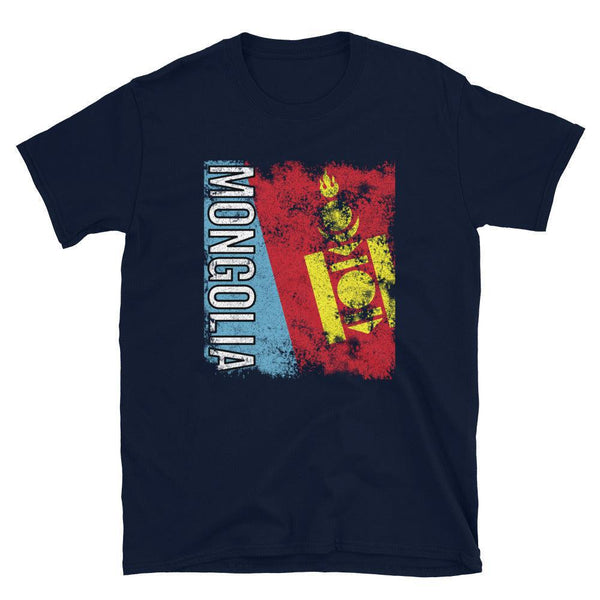 Mongolia Flag Distressed T-Shirt