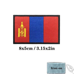 Mongolia Flag Patch - Iron On/Hook & Loop Patch