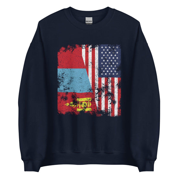 Mongolia USA Flag - Half American Sweatshirt