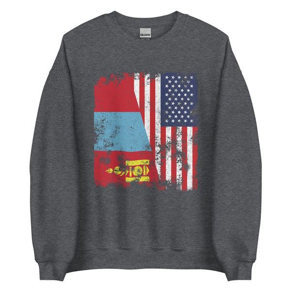 Mongolia USA Flag - Half American Sweatshirt