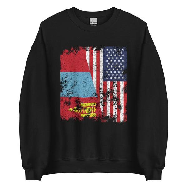 Mongolia USA Flag - Half American Sweatshirt