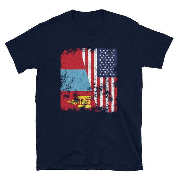 Mongolia USA Flag - Half American T-Shirt