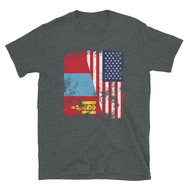 Mongolia USA Flag - Half American T-Shirt