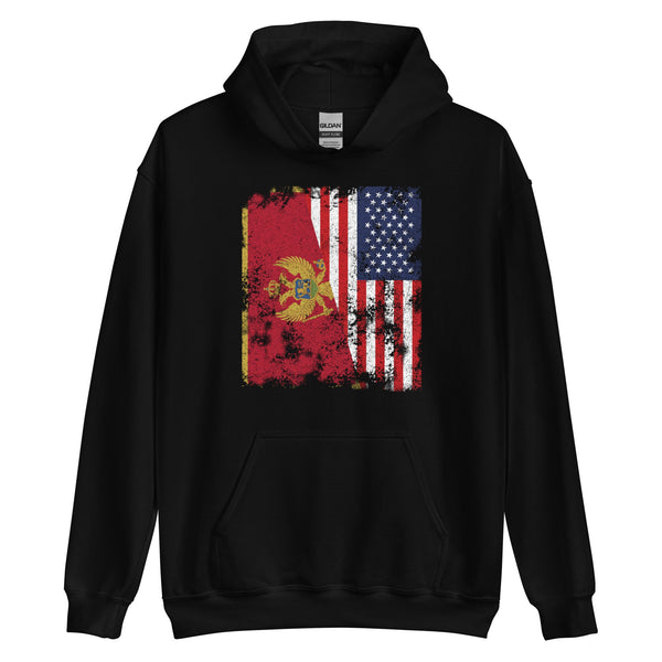 Montenegro USA Flag - Half American Hoodie