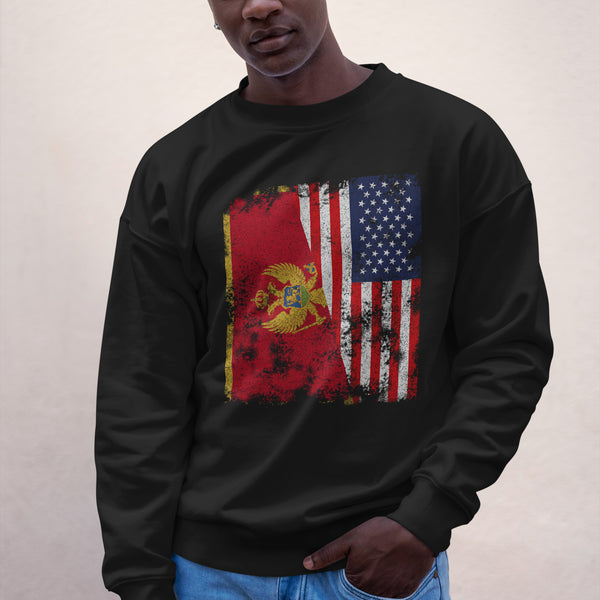 Montenegro USA Flag - Half American Sweatshirt