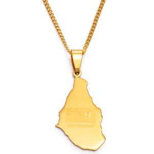 Montserrat Flag Map Necklace