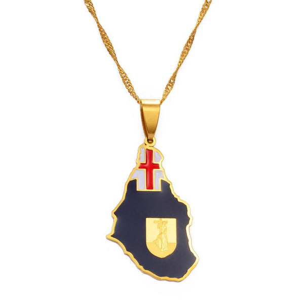 Montserrat Flag Map Necklace