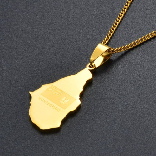 Montserrat Flag Map Necklace