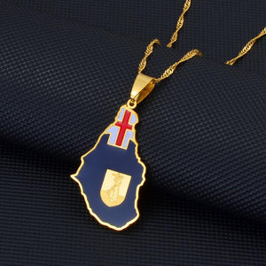 Montserrat Flag Map Necklace