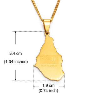 Montserrat Flag Map Necklace