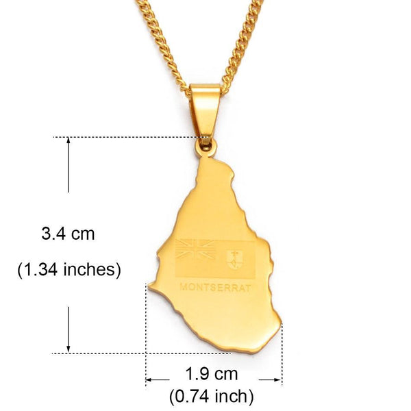 Montserrat Flag Map Necklace