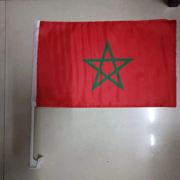 Morocco Car Flag with Window Clip and Pole - Flag for Car Window