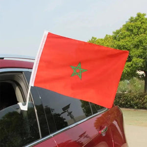 Morocco Car Flag with Window Clip and Pole - Flag for Car Window