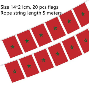 Morocco Flag Bunting Banner - 20Pcs