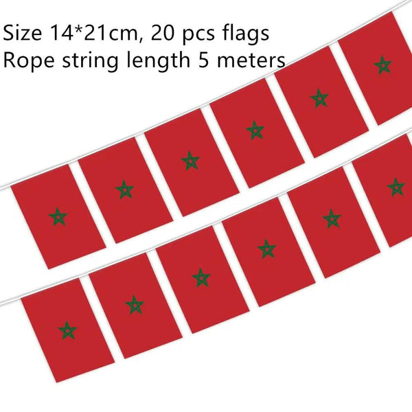Morocco Flag Bunting Banner - 20Pcs