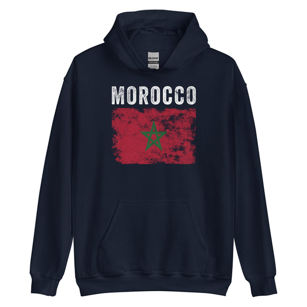 Morocco Flag Distressed - Moroccan Flag Hoodie