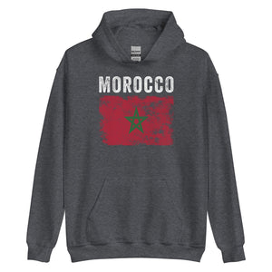 Morocco Flag Distressed - Moroccan Flag Hoodie