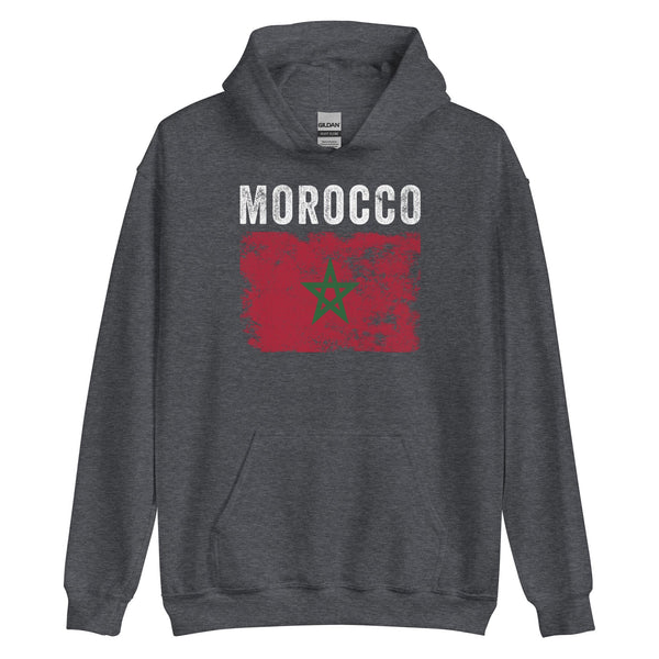 Morocco Flag Distressed - Moroccan Flag Hoodie