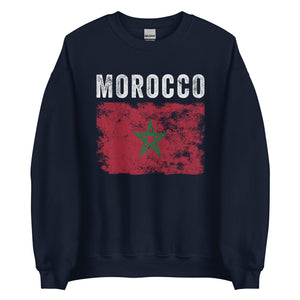 Morocco Flag Distressed - Moroccan Flag Sweatshirt