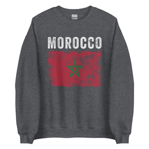 Morocco Flag Distressed - Moroccan Flag Sweatshirt