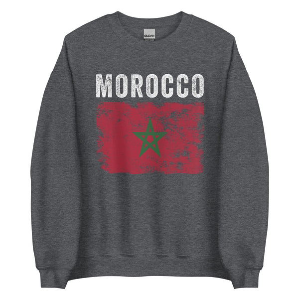 Morocco Flag Distressed - Moroccan Flag Sweatshirt