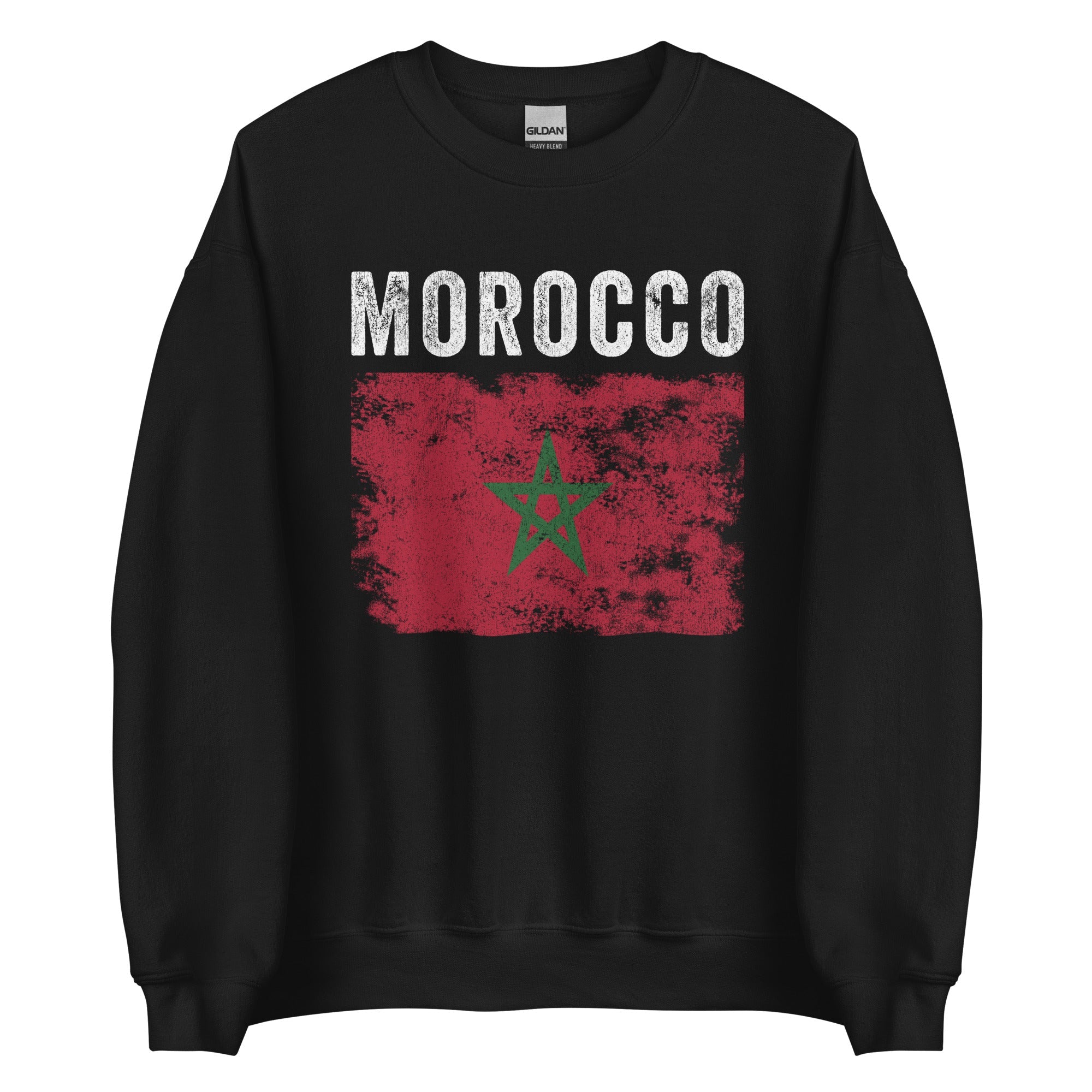 Morocco Flag Distressed - Moroccan Flag Sweatshirt