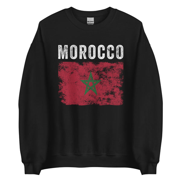 Morocco Flag Distressed - Moroccan Flag Sweatshirt