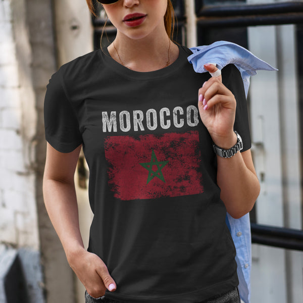 Morocco Flag Distressed - Moroccan Flag T-Shirt