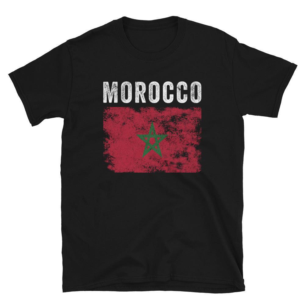 Morocco Flag Distressed - Moroccan Flag T-Shirt