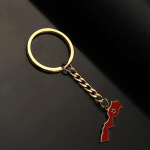 Morocco Flag Map Keychain