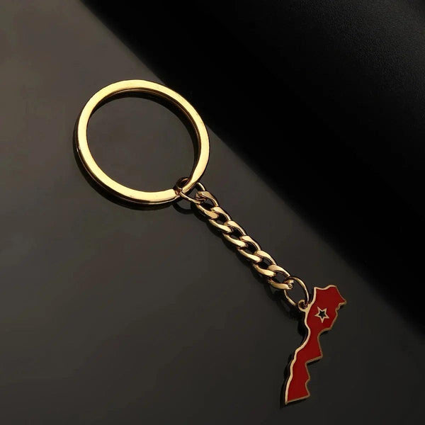 Morocco Flag Map Keychain