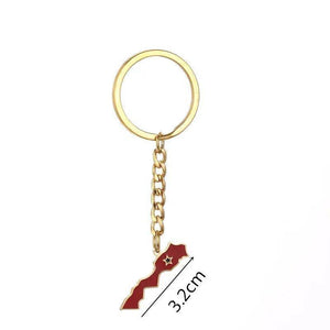 Morocco Flag Map Keychain