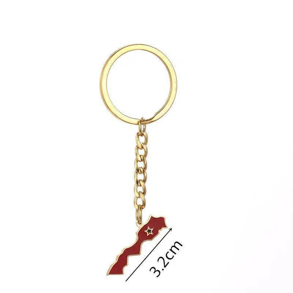 Morocco Flag Map Keychain