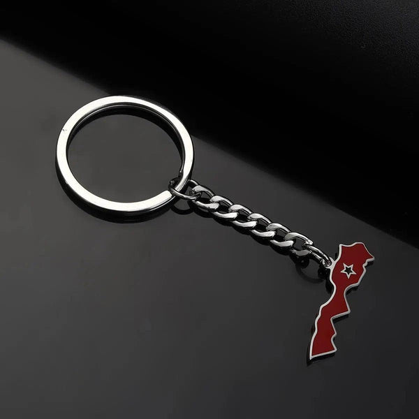 Morocco Flag Map Keychain