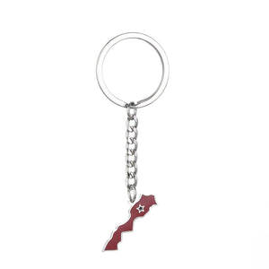 Morocco Flag Map Keychain