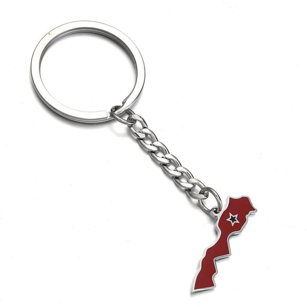 Morocco Flag Map Keychain