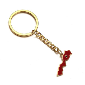 Morocco Flag Map Keychain