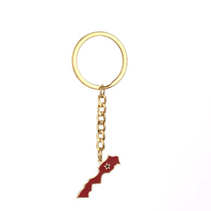 Morocco Flag Map Keychain