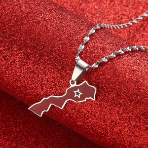 Morocco Flag Map Necklace