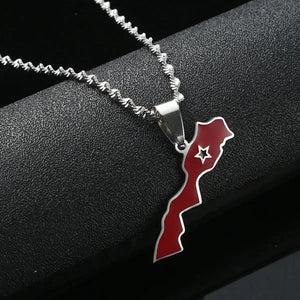 Morocco Flag Map Necklace