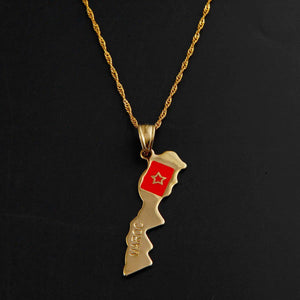 Morocco Flag Map Necklace