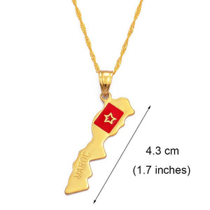 Morocco Flag Map Necklace