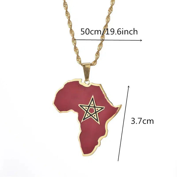 Morocco Flag Map Necklace