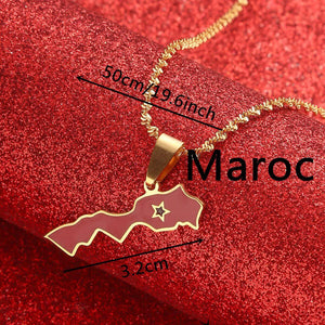 Morocco Flag Map Necklace