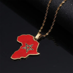 Morocco Flag Map Necklace