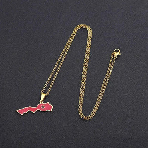 Morocco Flag Map Necklace