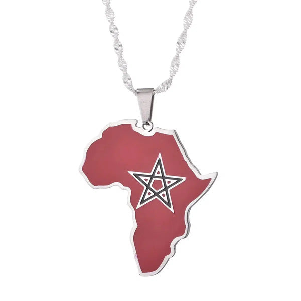 Morocco Flag Map Necklace