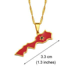 Morocco Flag Map Necklace