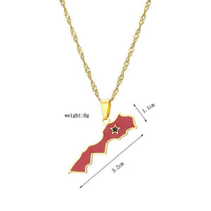 Morocco Flag Map Necklace